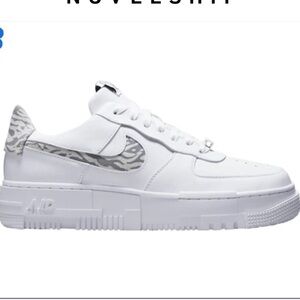 Nike Rare Pixel Air Force One Zebra White Sneakers